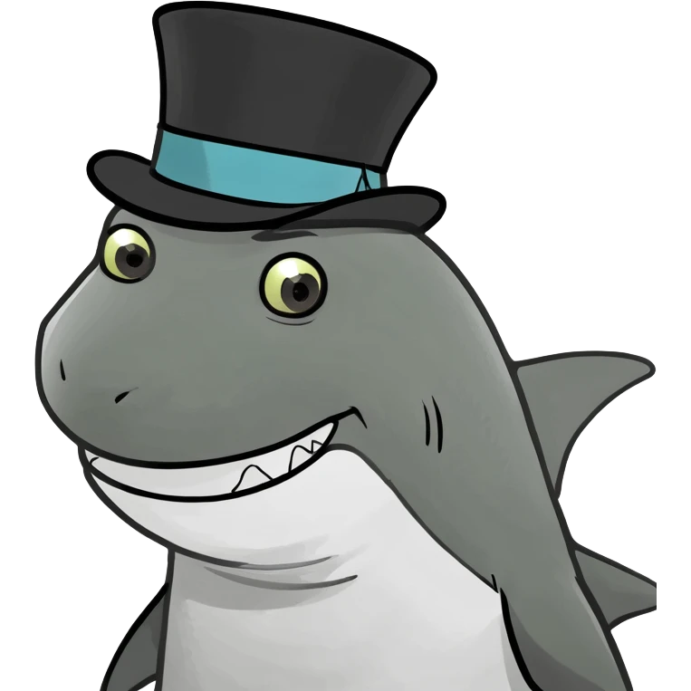 Shark with a top hat emoji