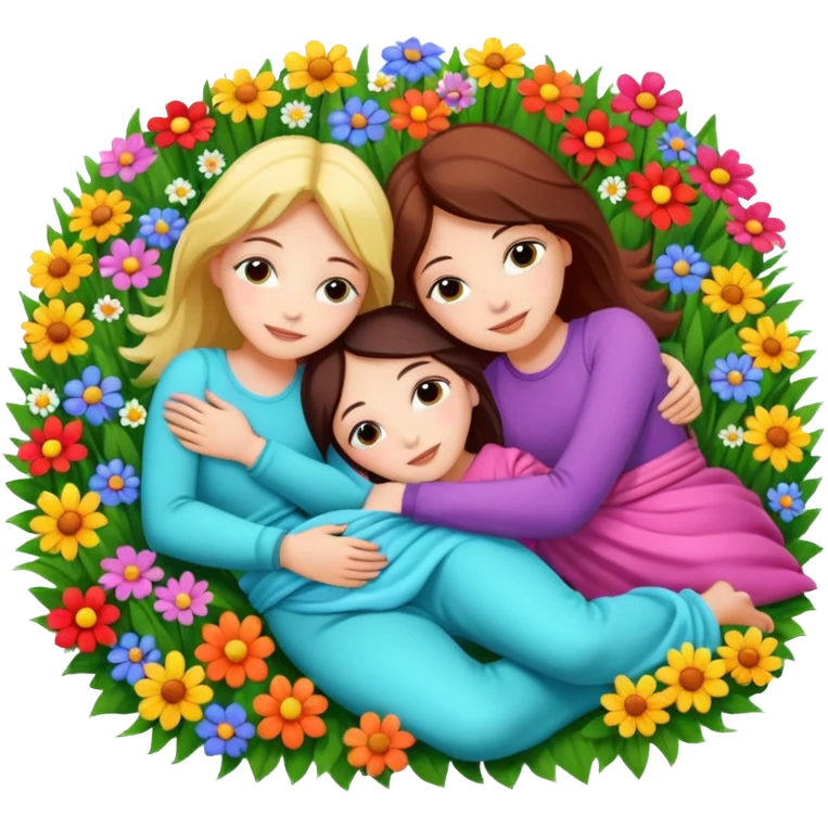 two girls lying on top of each other wrapped around each other lying down emoji