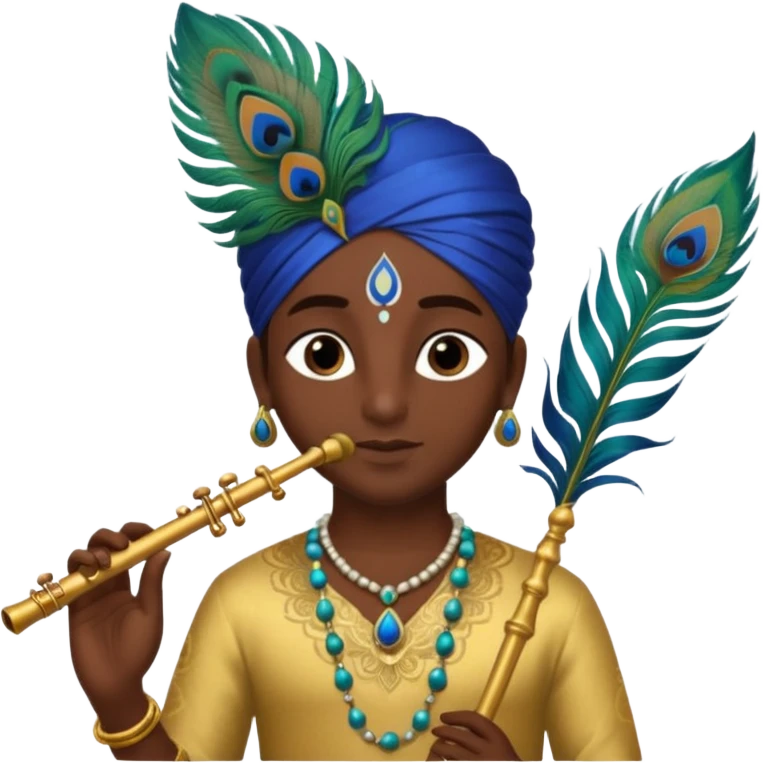 Krishna wearing feather and flute emoji