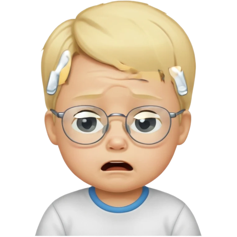 blond baby boy crying with glasses emoji
