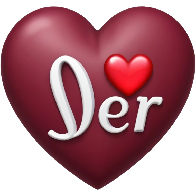 Burgundy heart with the letters Jer in the middle  emoji