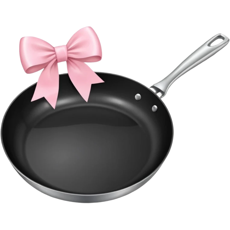 frying pan with light pink bow on handle emoji