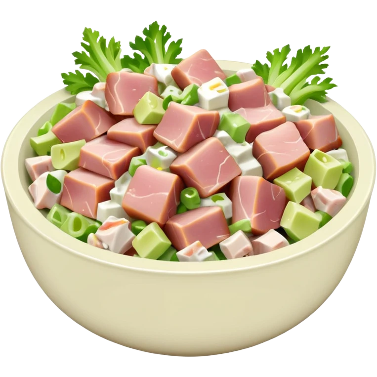 a bowl of ham salad, minimal, simple, clear emoji