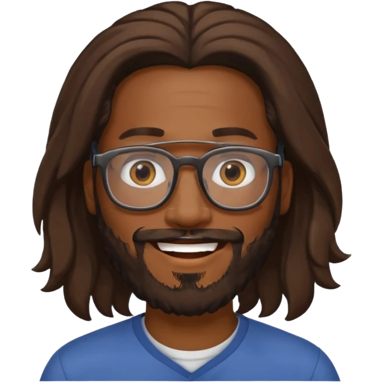 bearded long haired  black man with eyeglasses emoji