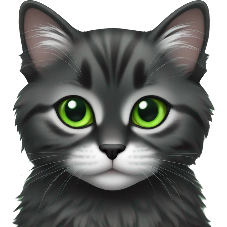 Black Siberian kitten with green eyes  emoji