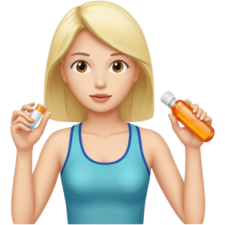 Девушка занимается спортом и пьет таблетки emoji