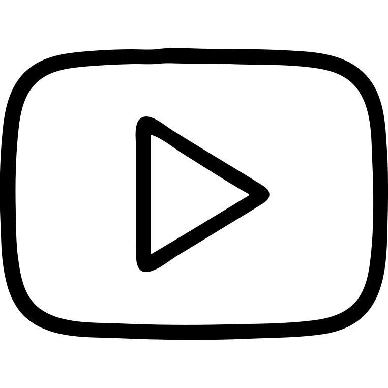 YouTube logo, outlined style, red and white, clean lines emoji
