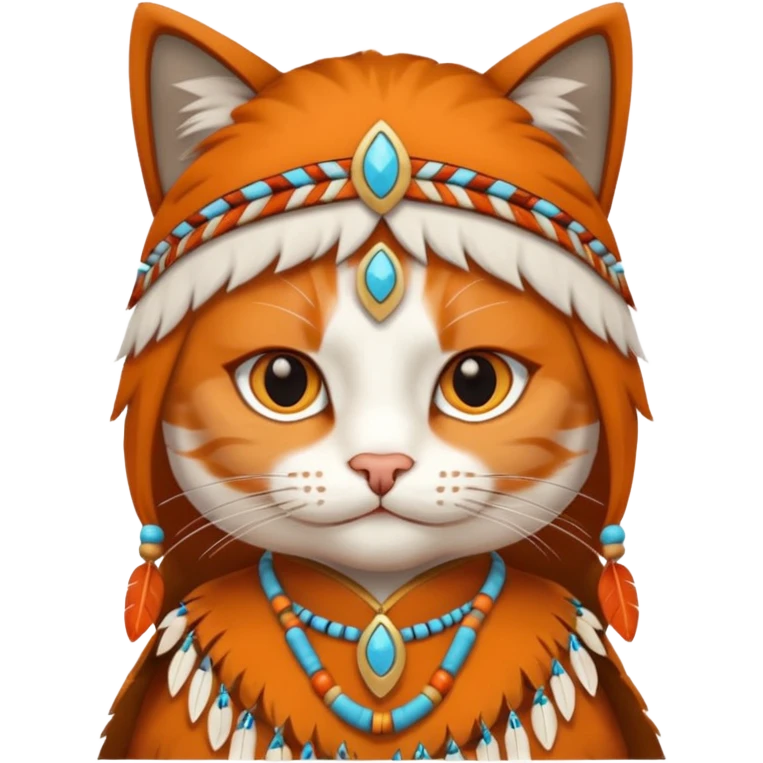 Cat in a Native American costume emoji