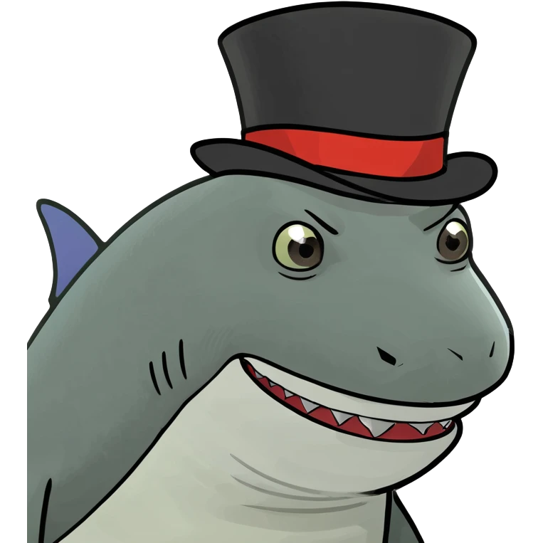Shark with a top hat emoji