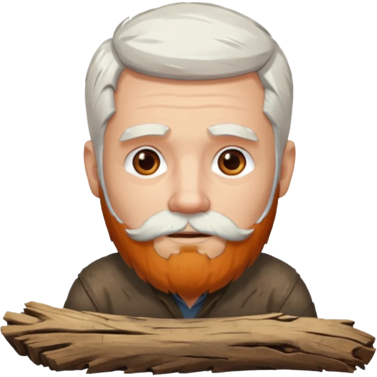 A white haired man with a beard sitting on a piece of wood emoji