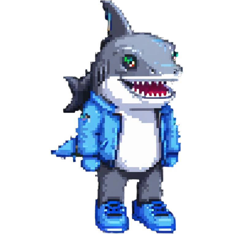 shark with blue shoes on feet emoji