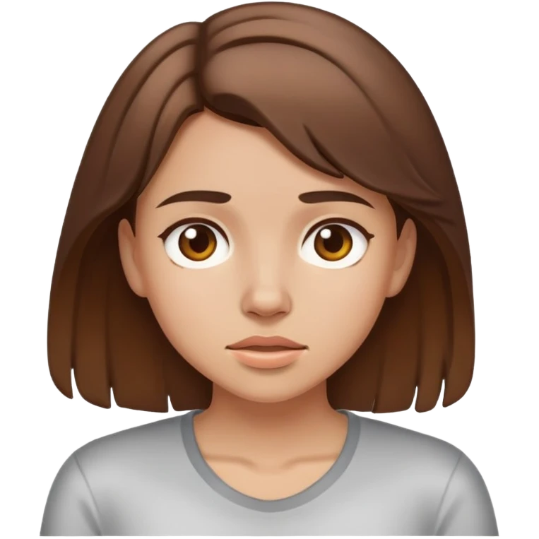brown haired girl sweating emoji