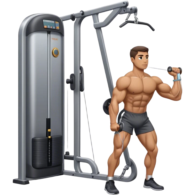 side-view man standing cable-machine tricep-pushdown emoji