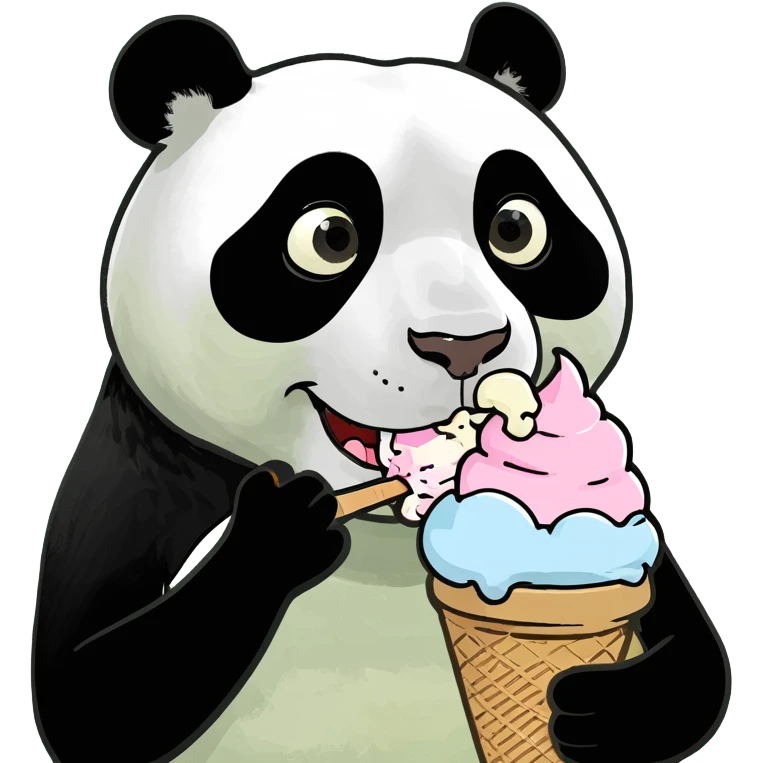Panda eating ice cream emoji