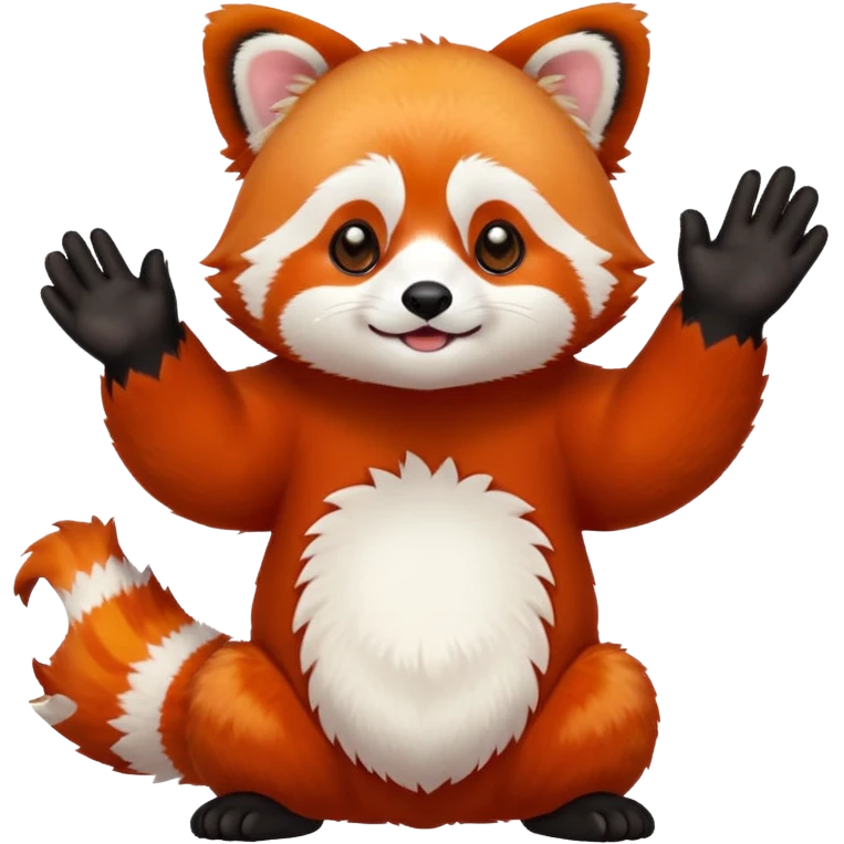 Red Panda 2d bye bye cute anime style emoji
