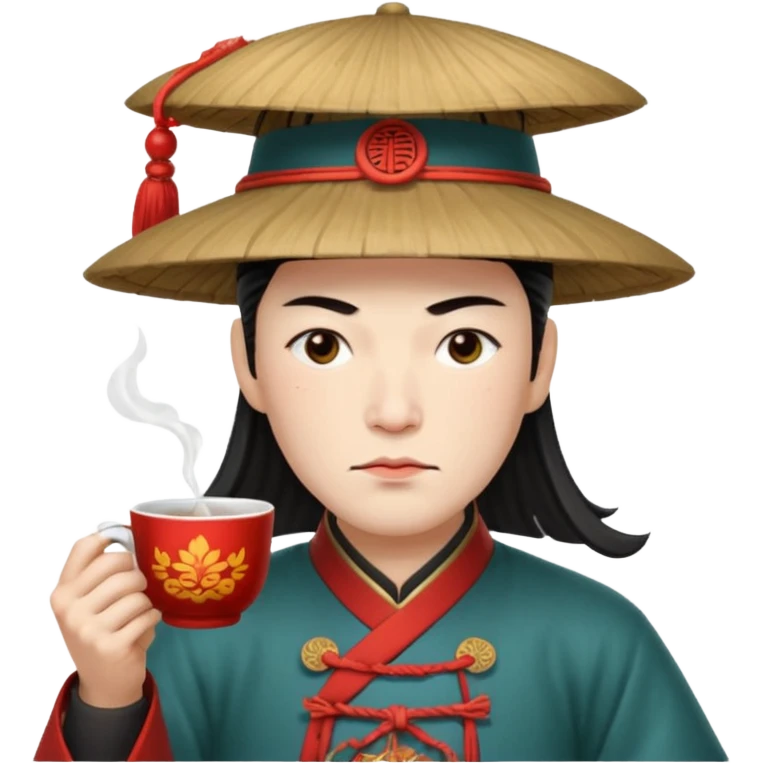 Lu bu squinting while drinking tea  emoji