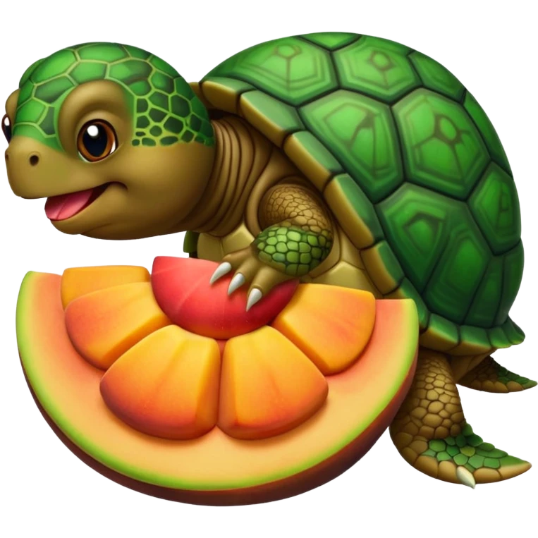 Sweet Turtle licking peaches  emoji