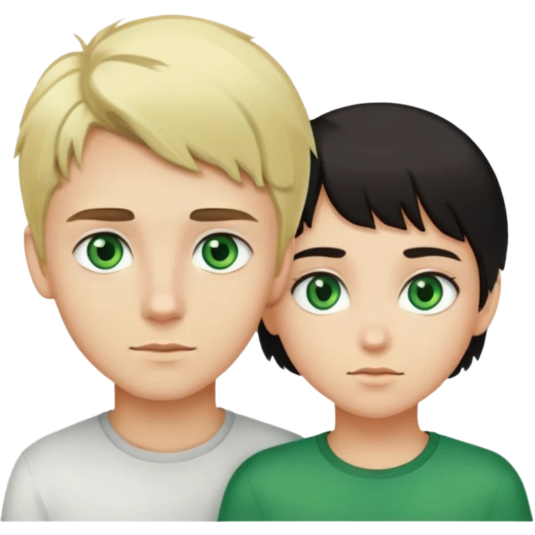 un ragazzo biondo occhi verdi e una ragazza mora occhi verdiv emoji