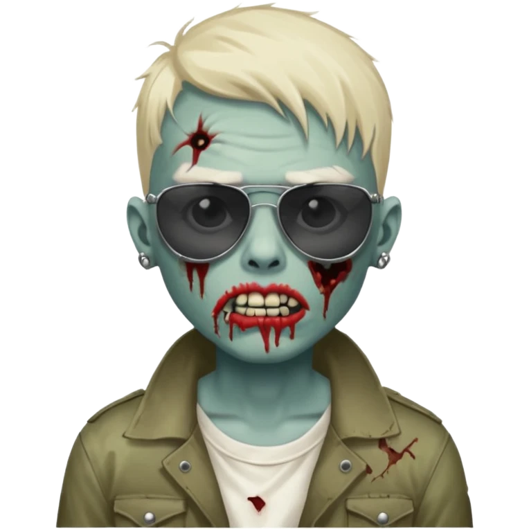 zombie boy model with lip piercing sunglasses emoji