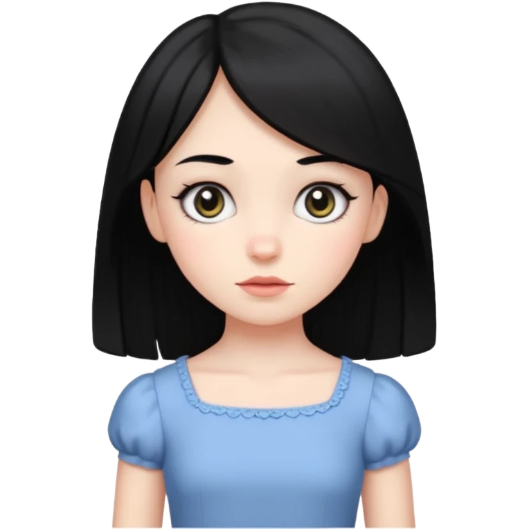 A white skin daughter with black hair and eyes. Skinny and cute emoji
