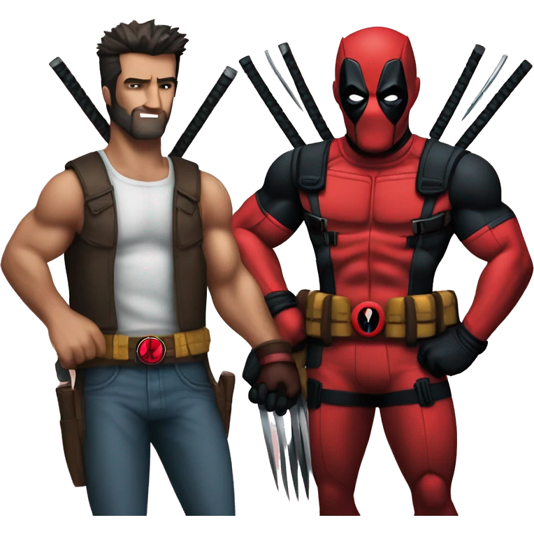 Deadpool and Wolverine holding hands emoji