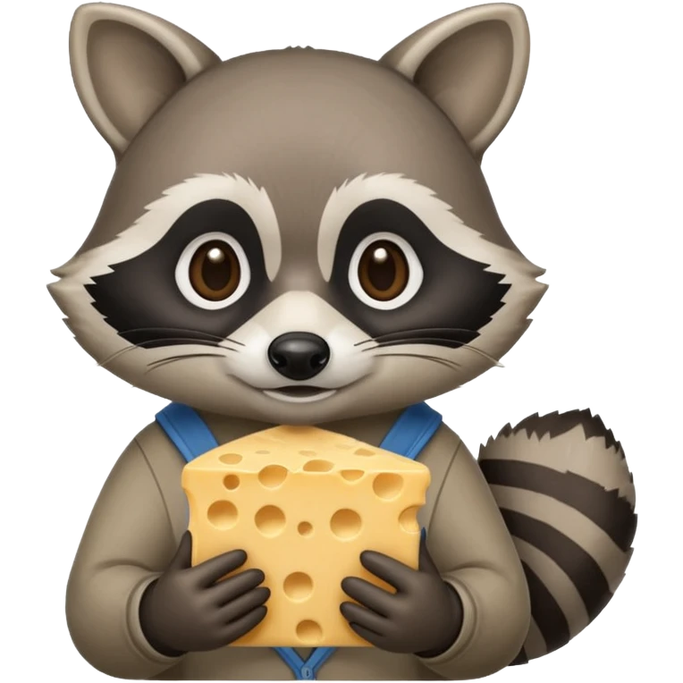 Raccoon holding cheese in both hands emoji