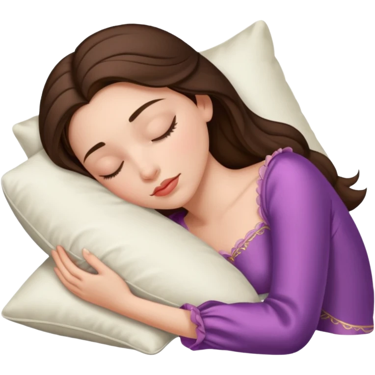 sleeping beauty brunette white girl with a silk pillow emoji