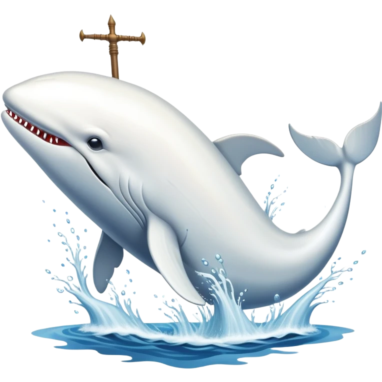 Moby Dick the whale with many harpoons in him while he jumps out of the water emoji