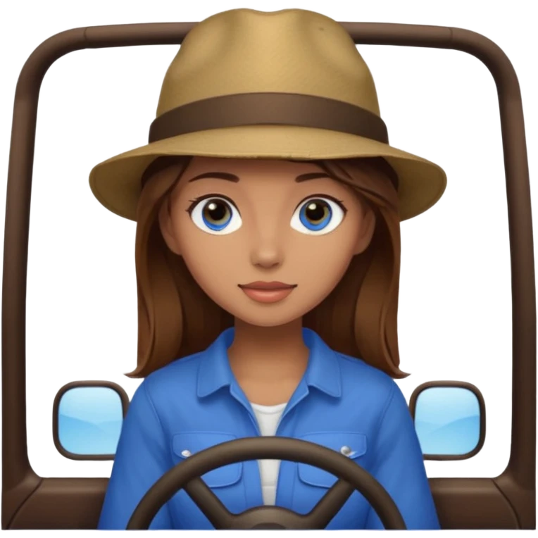 girl in a jeep, blue eyes and brown hair emoji