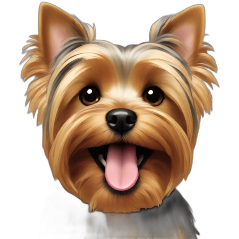 yorkie dog smiling with tongue out emoji | AI Emoji Generator