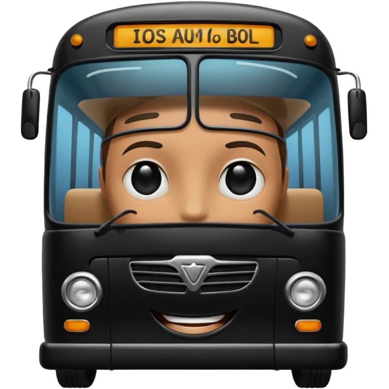 A Black Bus With The Human Face emoji