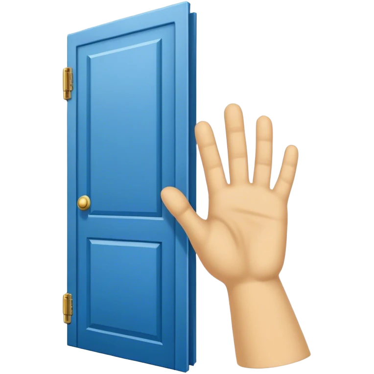 A closed door with a giant hand knocking on it. Because success isn’t about waiting—it’s about knocking until someone answers.blue power on knocking emoji