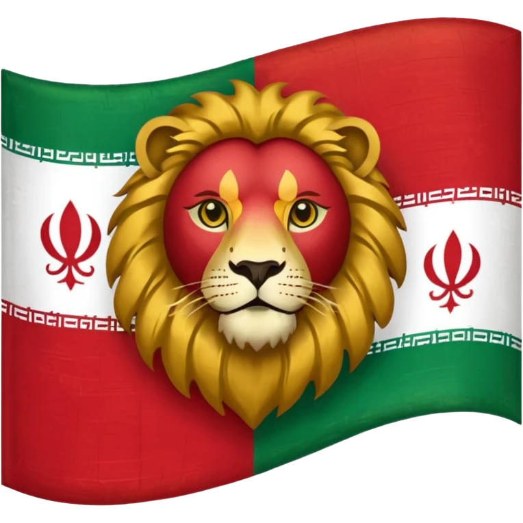 a flag emoji of the old iranian flag that has a lion in the middle emoji
