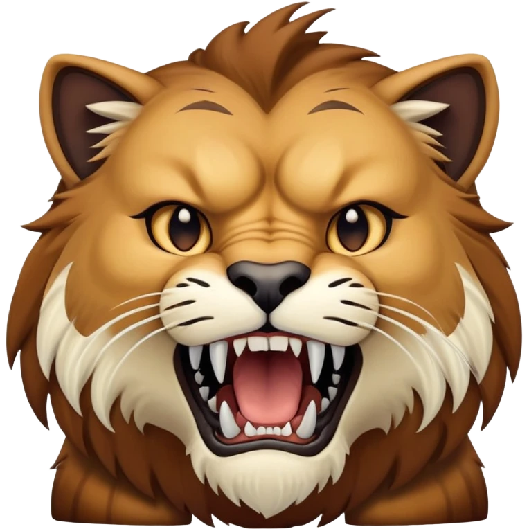 saber-toothed cat with extremely long, exaggerated canine teeth extending far beyond the jaw emoji