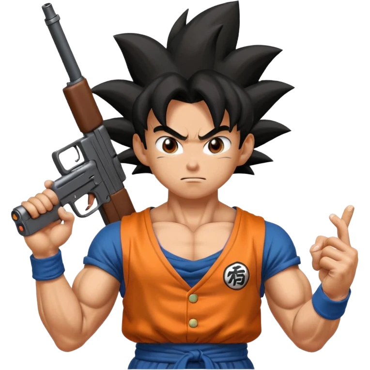 Goku with a gun emoji