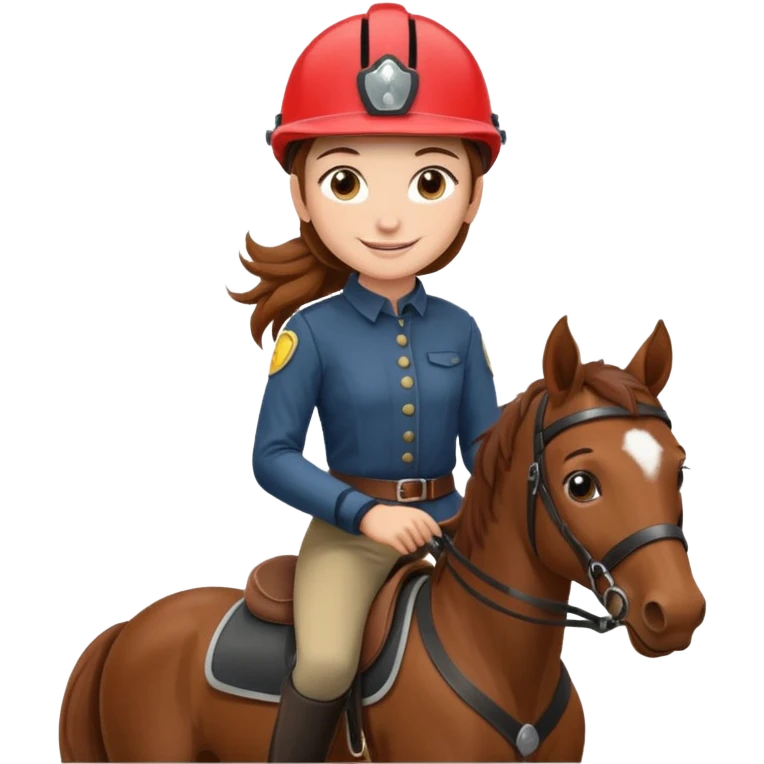 brown haired girl on a cheatnut hporse smiling' emoji