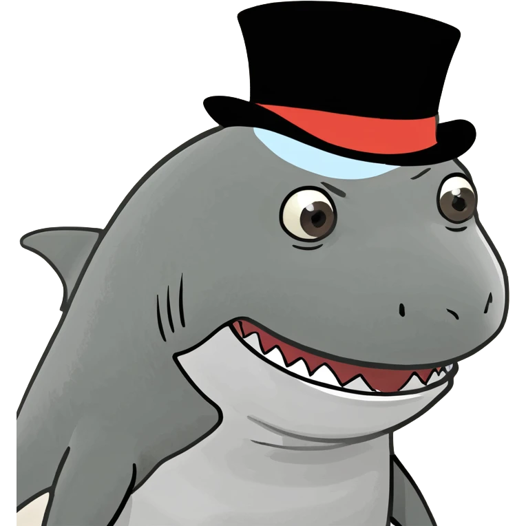 Shark with a top hat emoji