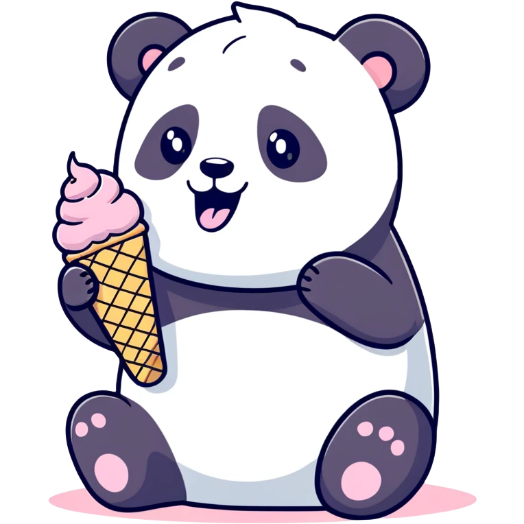Panda eating ice cream emoji