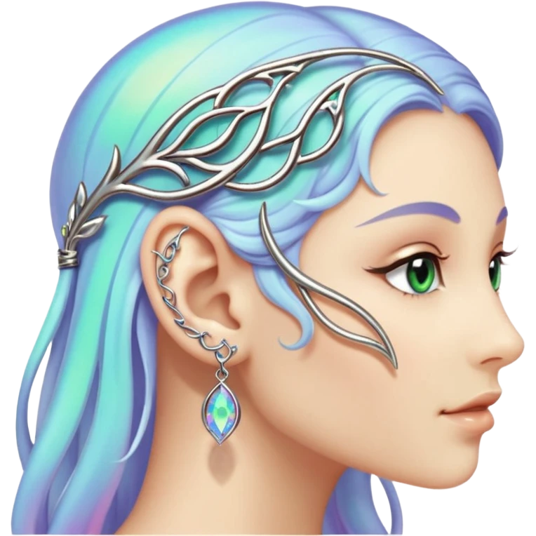 Elvish fae shiny sparkly iridescent translucent diaphanous ear climber ear cuff emoji