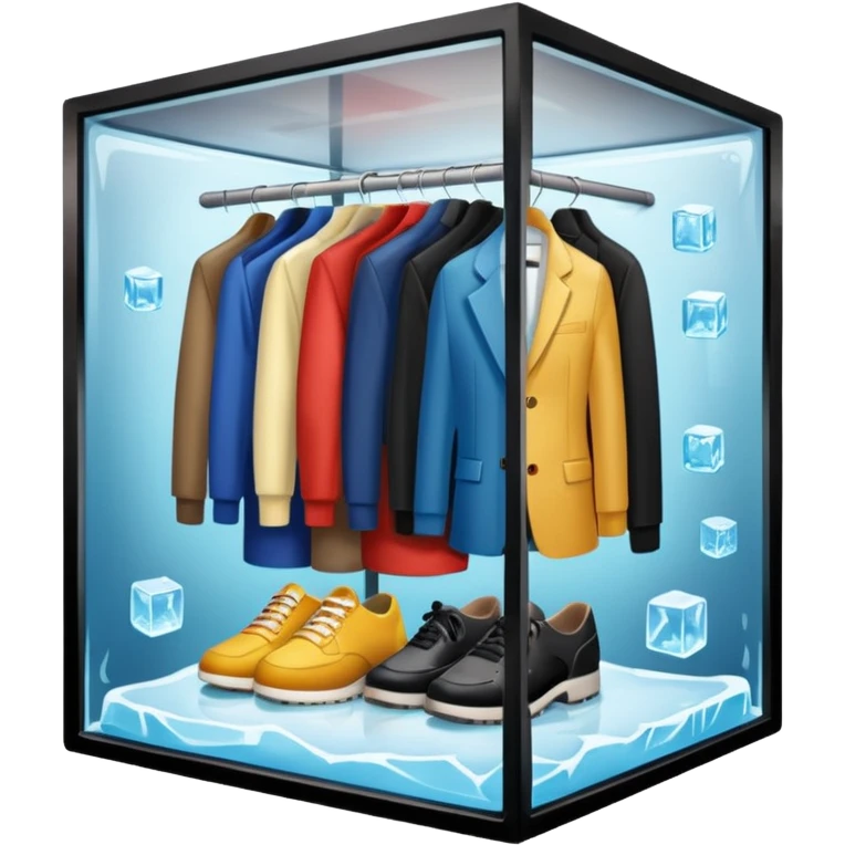 closet inside a large ice cube emoji