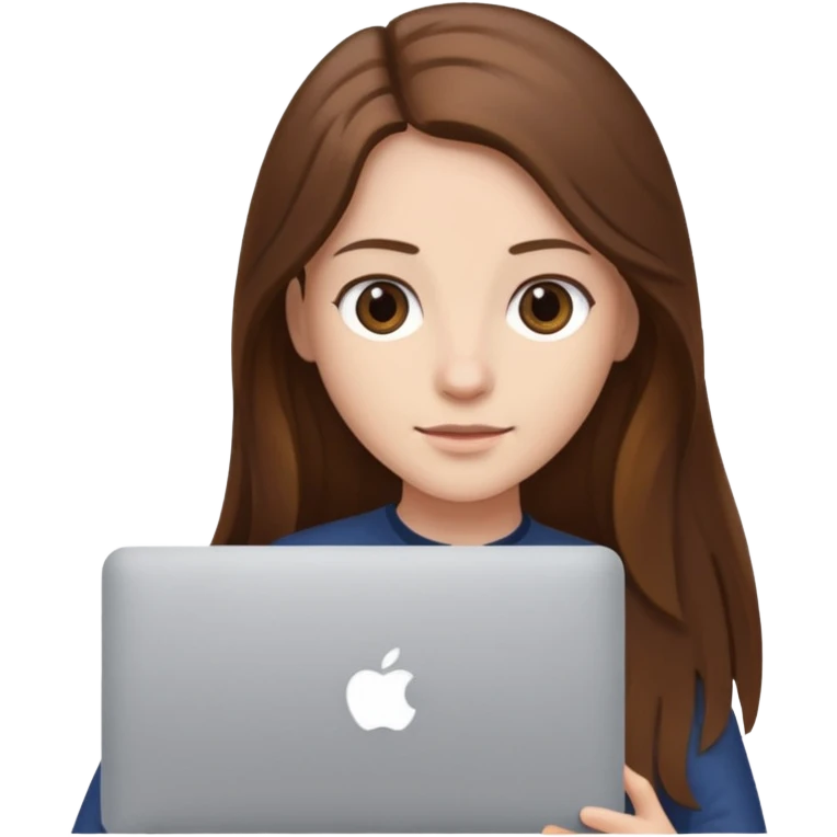 긴 갈색머리에 맥북을 들고 있어 emoji