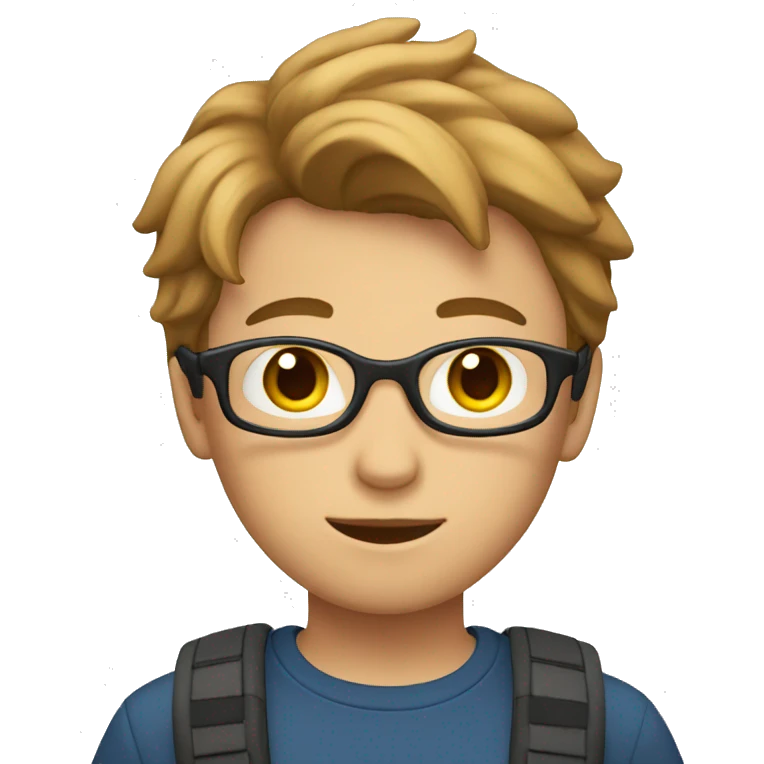 boy with light brown hair and a computer in front of him emoji