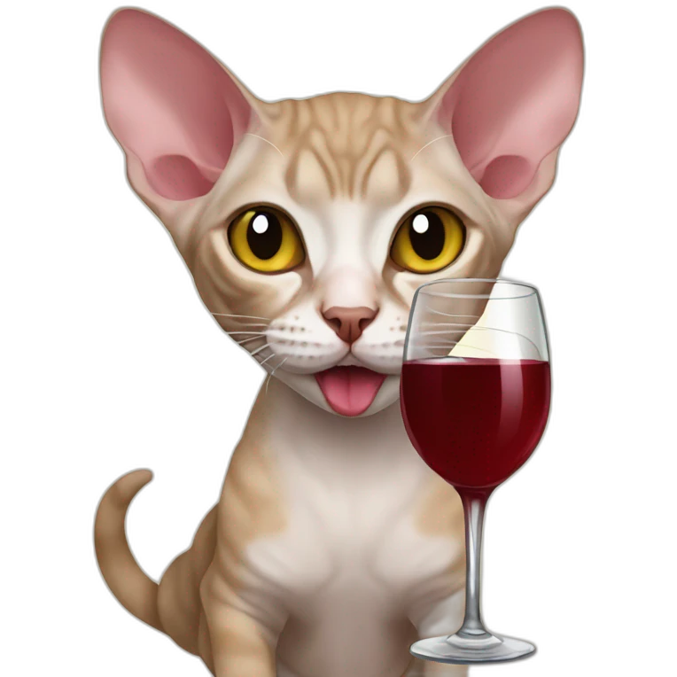 devon rex drinking wine emoji