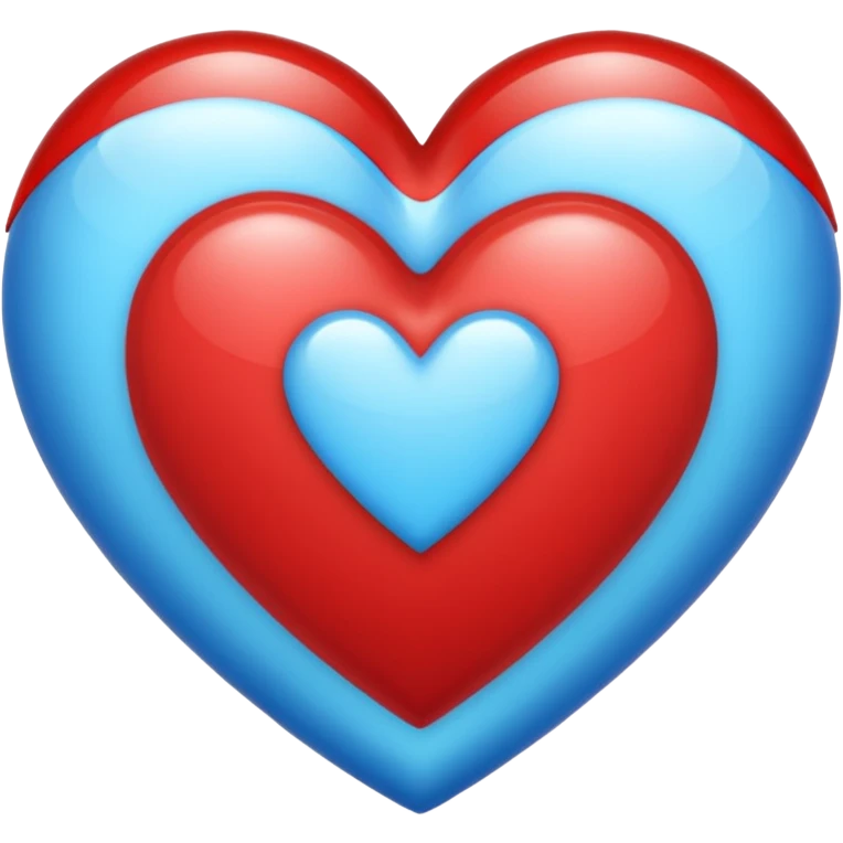 Corazón rojo único diferente con tonos azul claro emoji