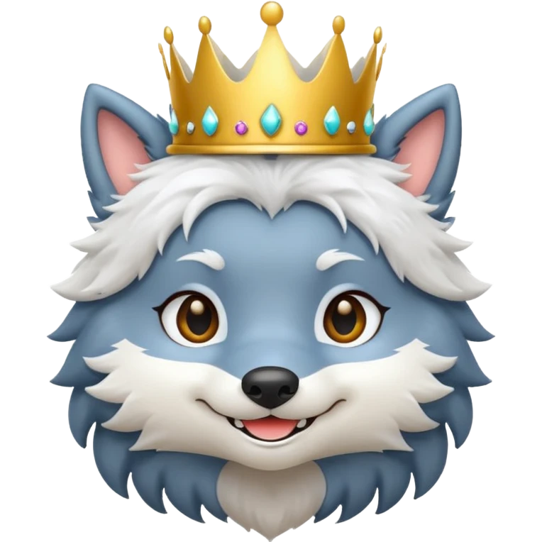 chibi wolf with crown emoji