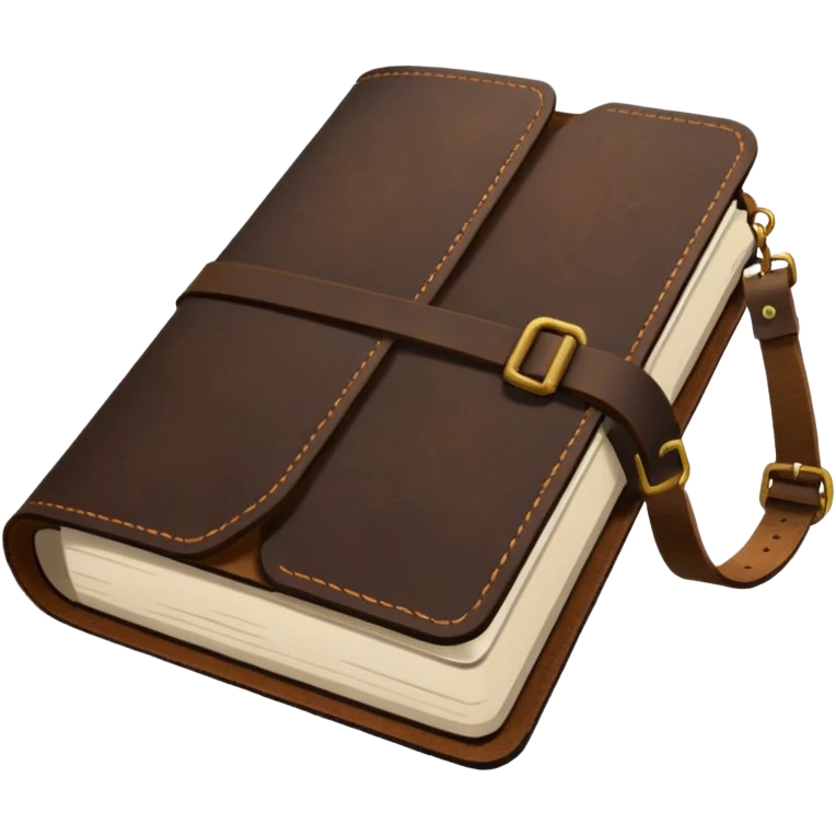 dark brown leather travelers journal emoji