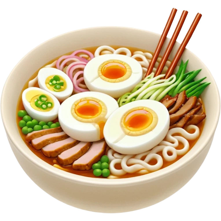 Udon 3d estetik with many delicious toppings emoji