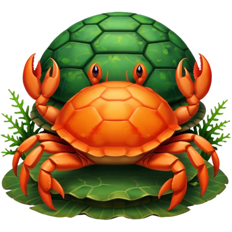 crab sitting on a turtle emoji