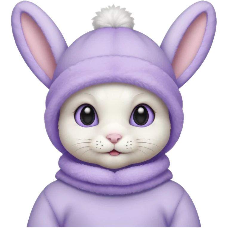 white baby bunny in a pastel lavender ski mask  emoji