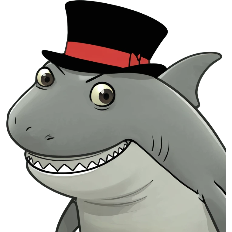 Shark with a top hat emoji